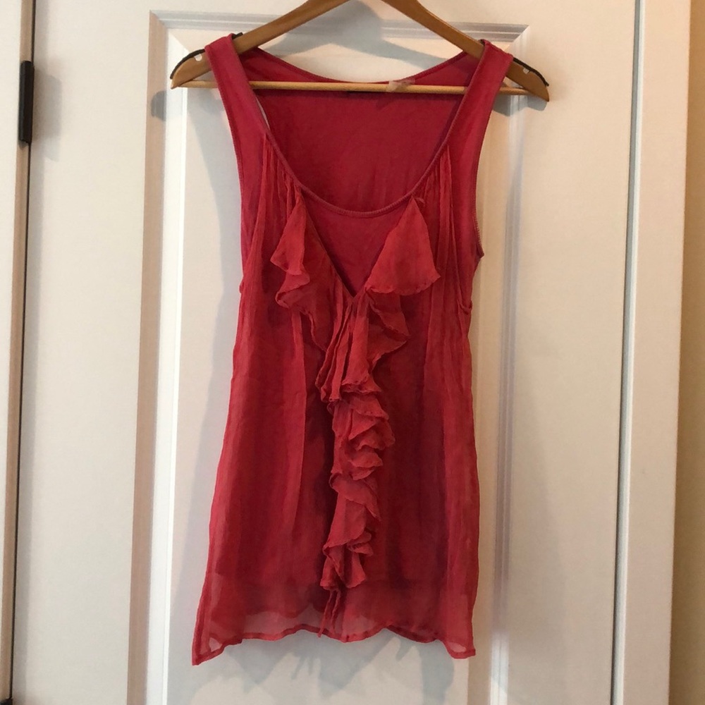 linQ Los Angeles Ruffle Drape Tank Top